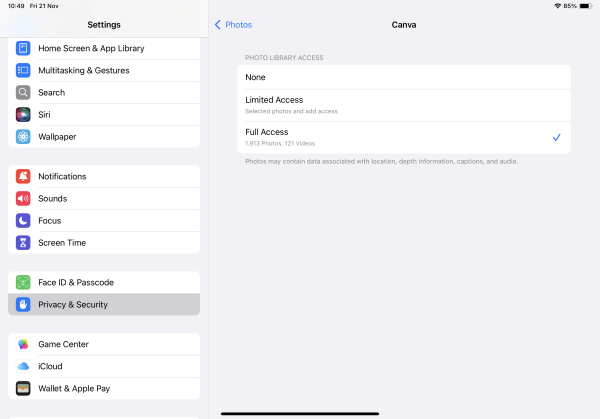 FAQ about iPad app permissions settings FAQ about iPad app permissions settings