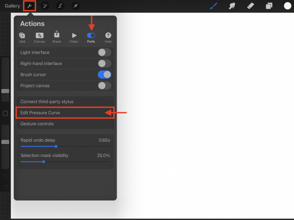 Adjust the Procreate pressure curve Adjust the Procreate pressure curve