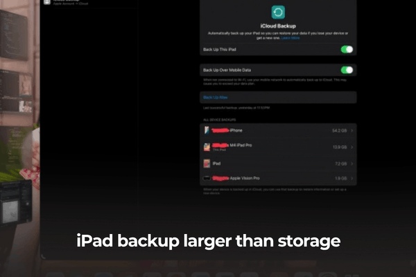 iPad backup larger than storage