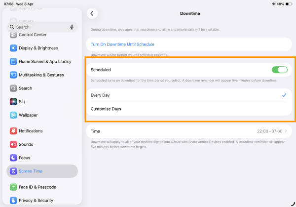 Master the "Downtime" schedule Master the "Downtime" schedule