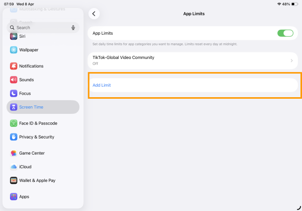 Set realistic "App Limits" Set realistic "App Limits"