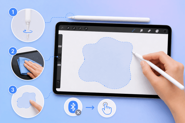 Check your Apple Pencil tip and Palm Rejection Check your Apple Pencil tip and Palm Rejection